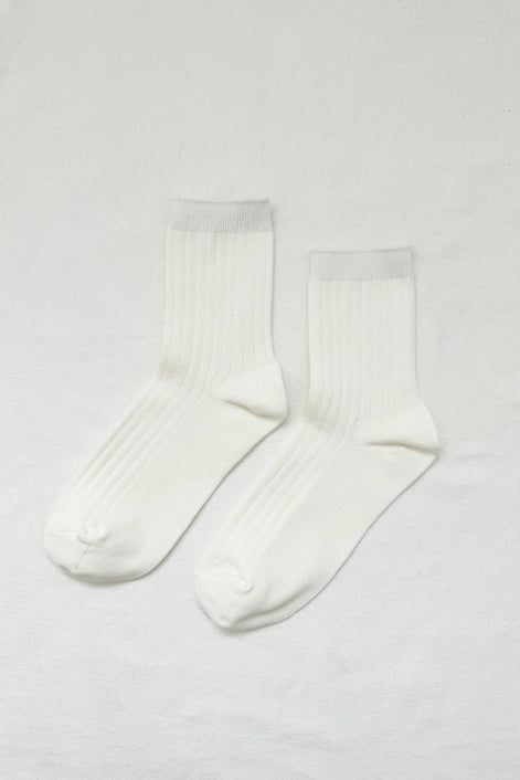 Ribbed Socks in White