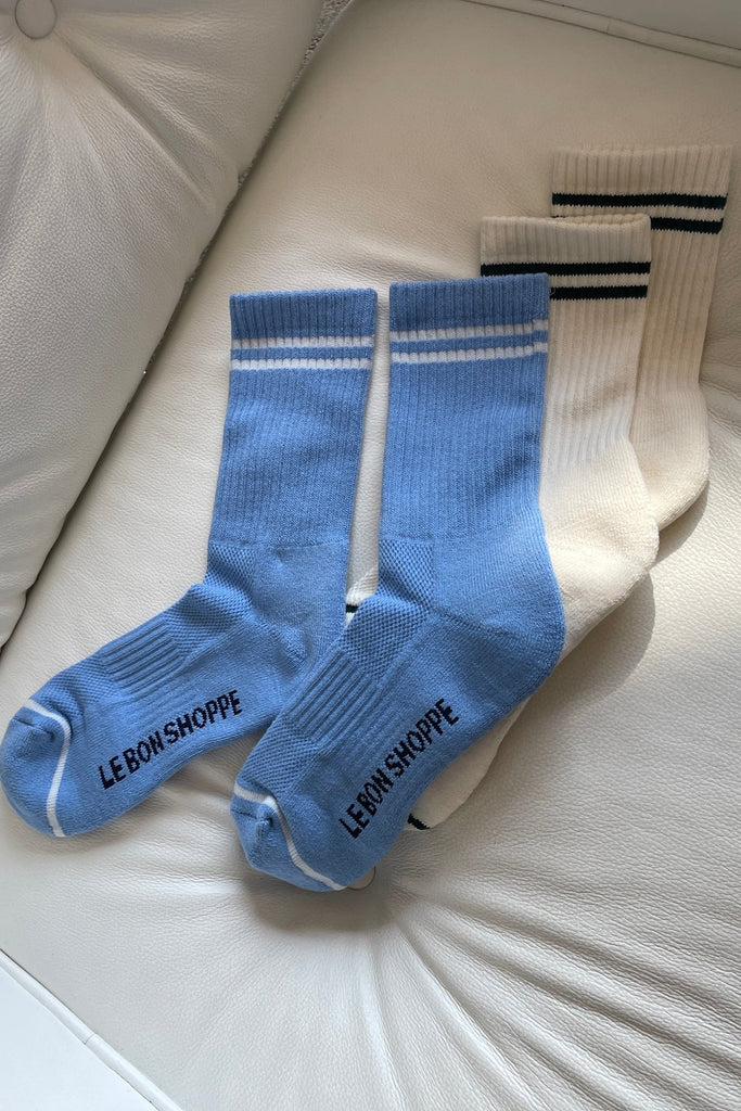 Striped Socks in French Blue