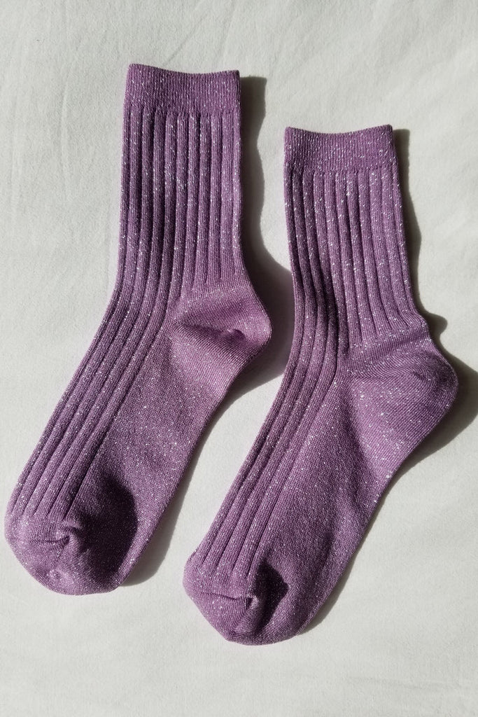 Ribbed Socks in Glitter Lilac Purple