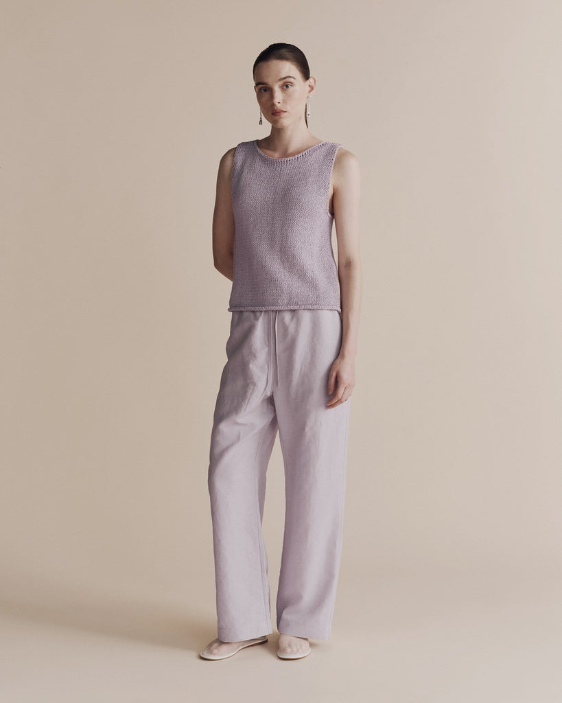 Boat Neck Knit Tank in Lilac