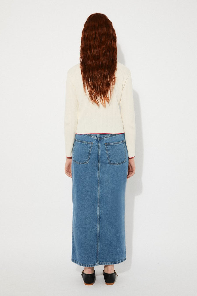 Tender Cardigan in White and Red