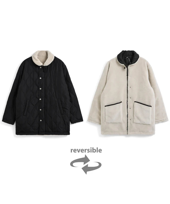 Reversible Down + Boa N-1 Type Jacket in Black x Cream