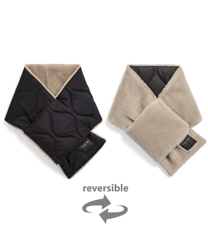 Reversible Down Scarf in Dark Chocolate and Beige