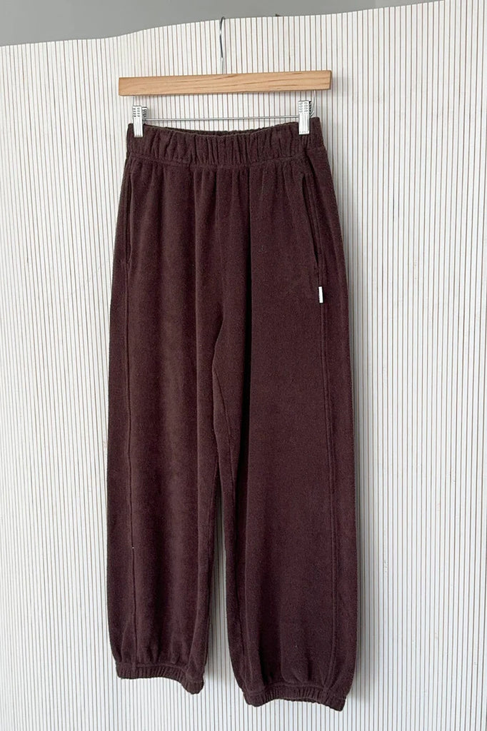 Cotton Terry Balloon Pants in Chocolate Brown