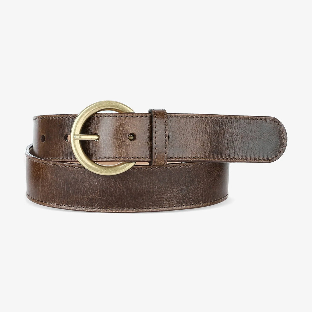 Brown Bridle Leather Belt with Brass Buckle