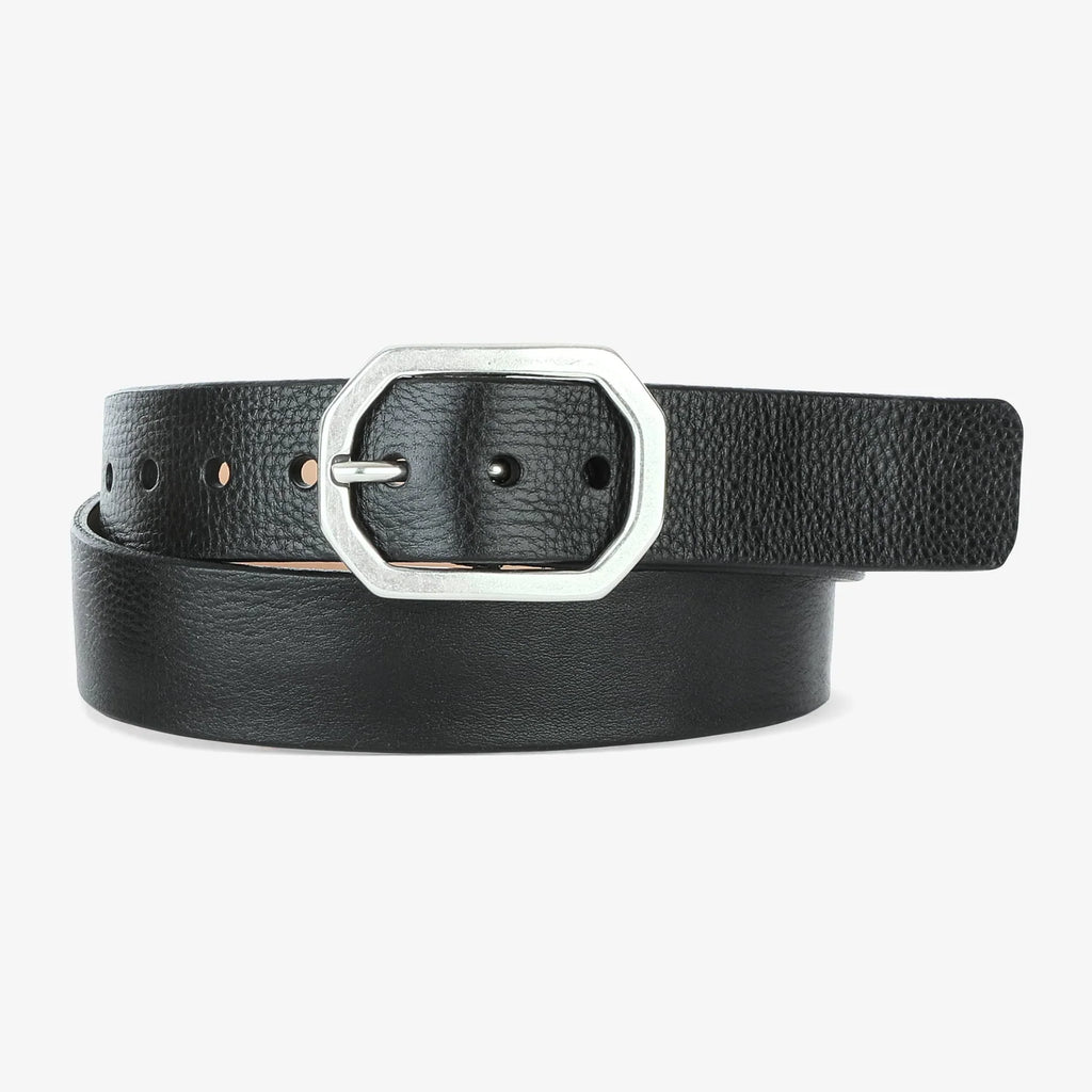Black Leather Belt with Gunmetal Belt