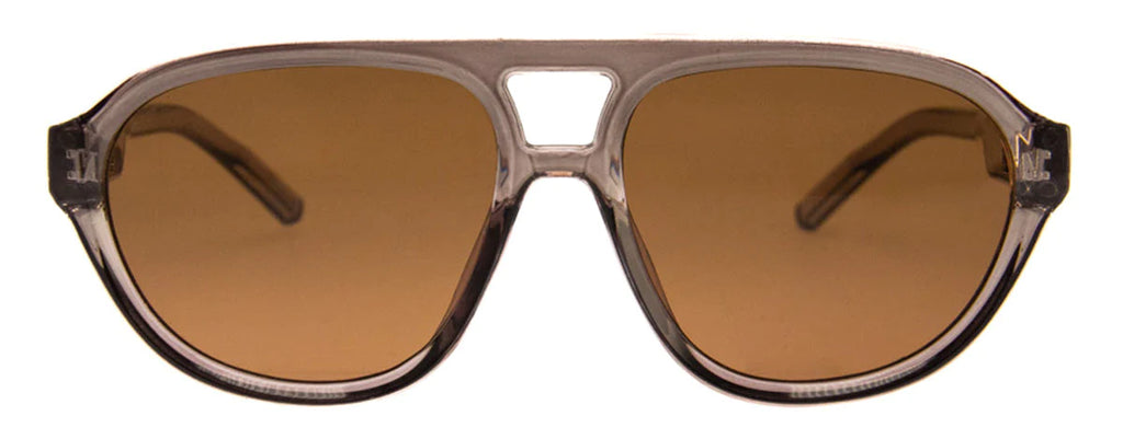 Rounded Aviator Sunglasses in Crystal Grey