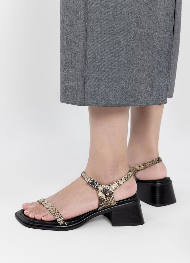 Ines Sandals in Beige Black Snake Print