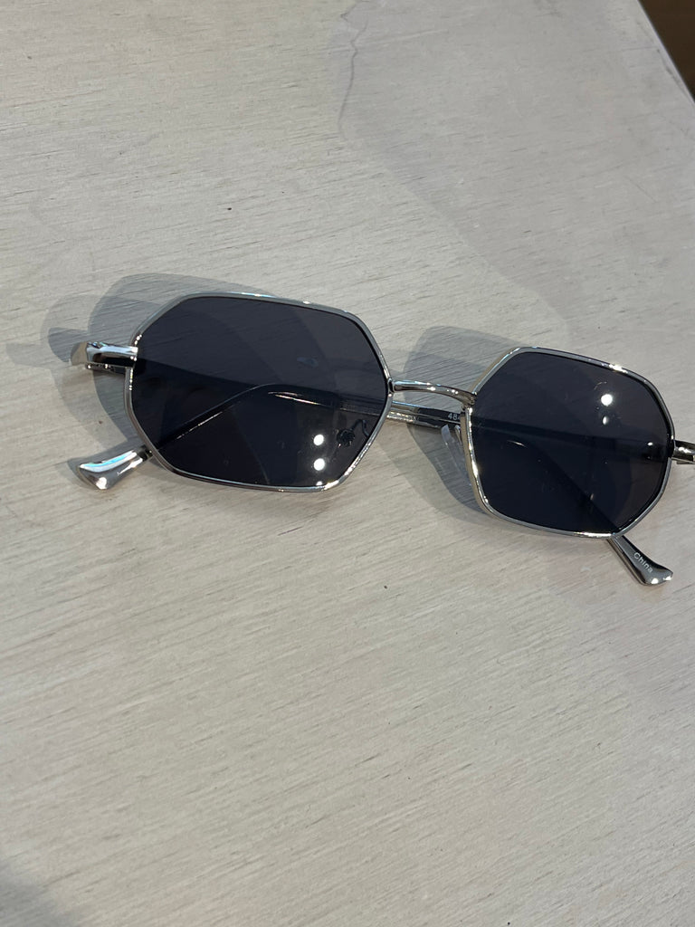 Slim Silver Metal Sunglasses