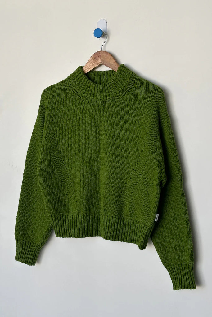 Zoe Cotton Sweater in Avocado Green