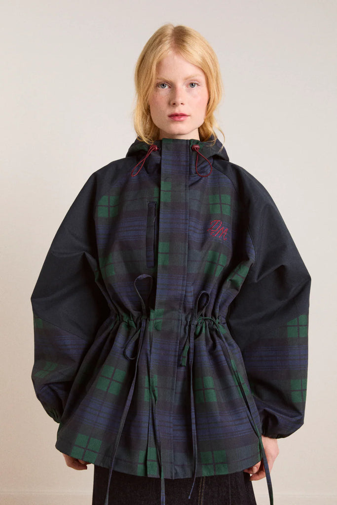 Liu Raincoat in Olive Check