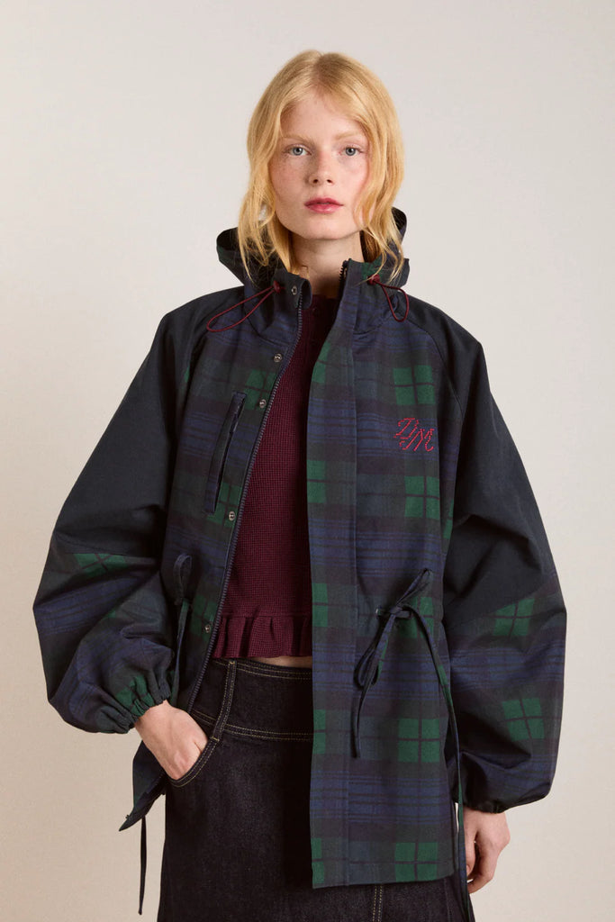 Liu Raincoat in Olive Check