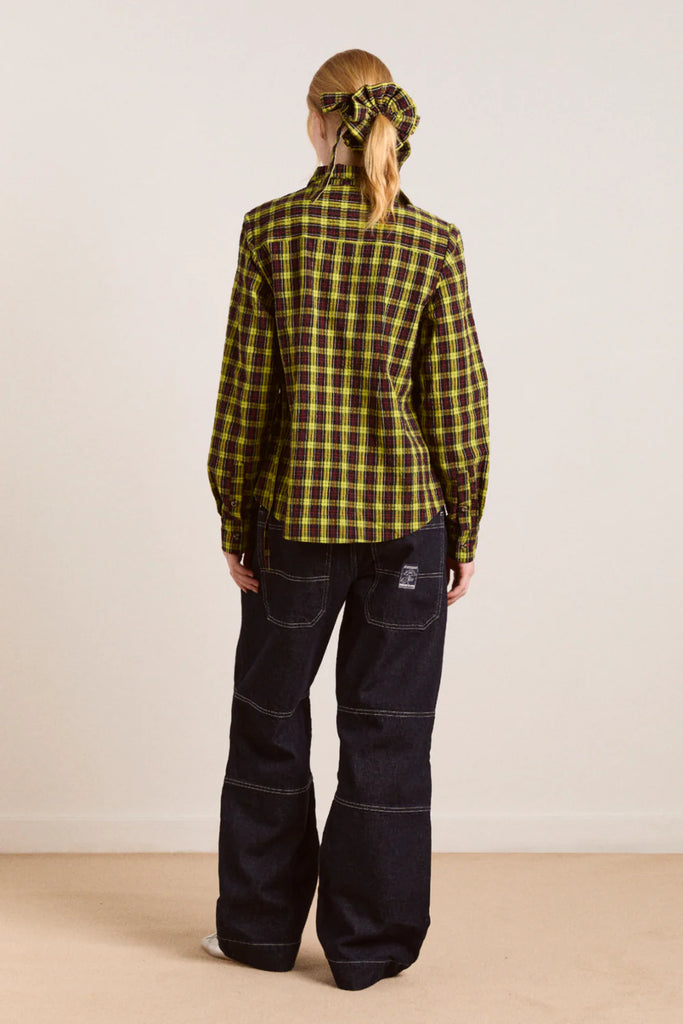 Robyn Shirt with Removable Tie in Tartan Yellow