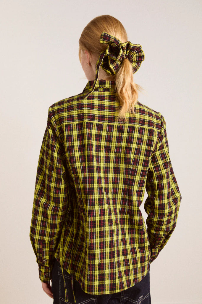 Robyn Shirt with Removable Tie in Tartan Yellow