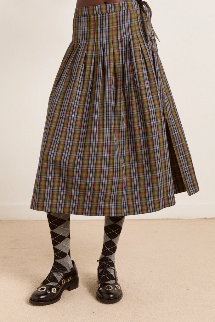 Josie Midi Skirt in Multi Check