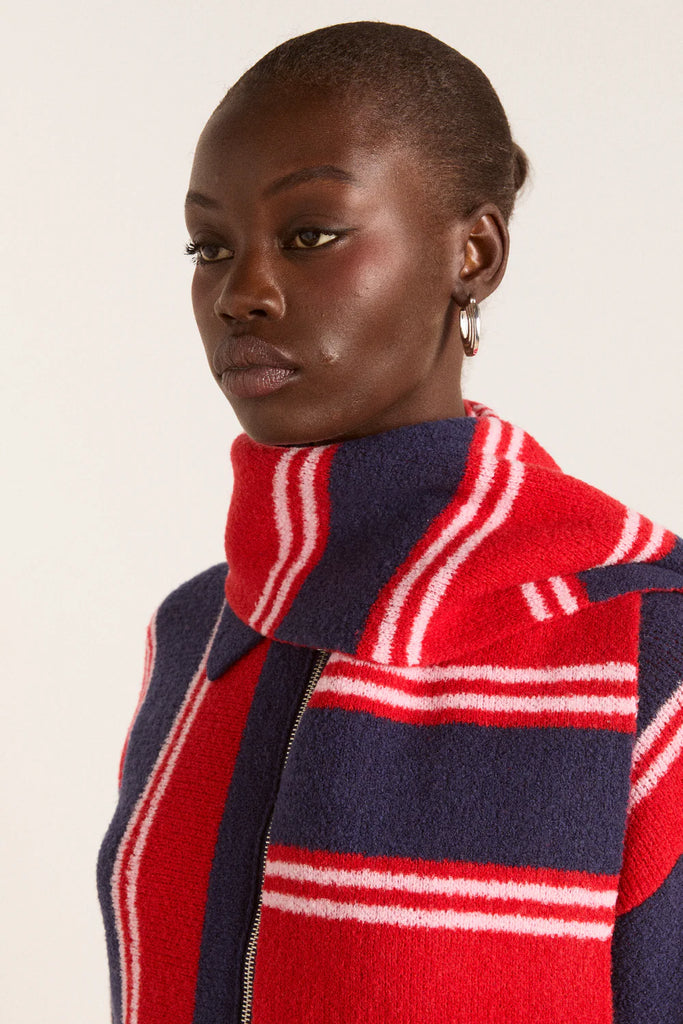 Bibi Skinny Scarf in Red/Navy Stripe