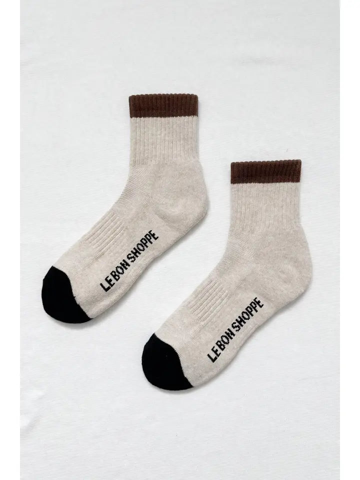 Colour Block Striped Socks in Black Coffe