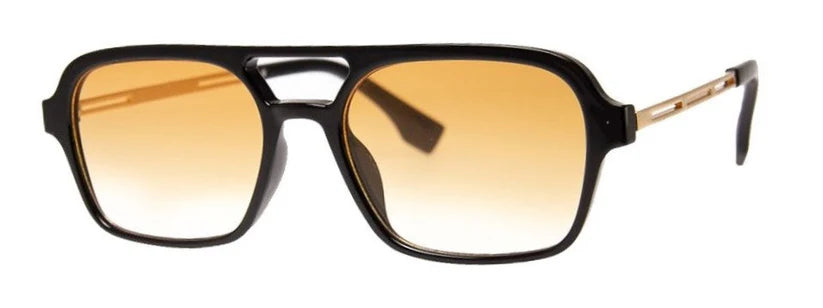 Black with Yellow Tint Aviator Sunglasses