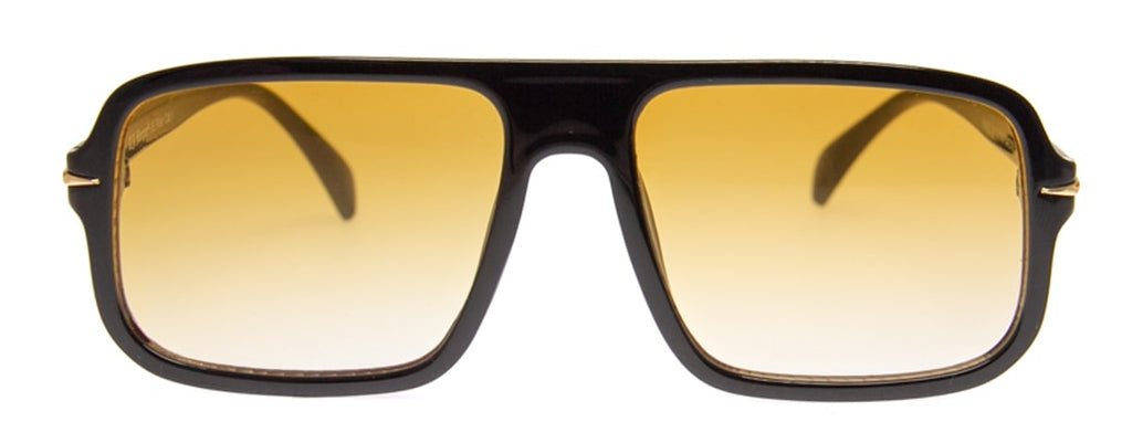 Black with Yellow Tint Aviator Sunglasses