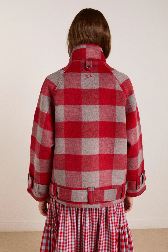 Polly Wool Bomber Coat in Red