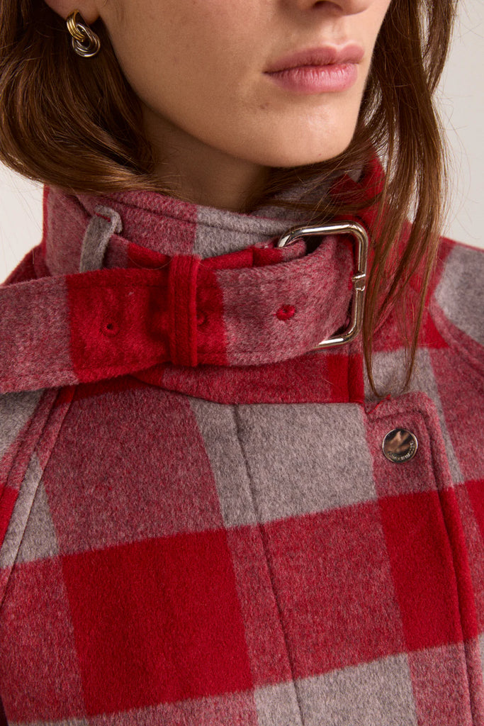 Polly Wool Bomber Coat in Red