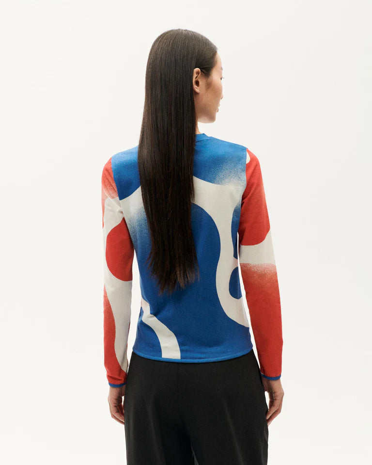 Brisa Top in Spray Blue and Red Multicolour