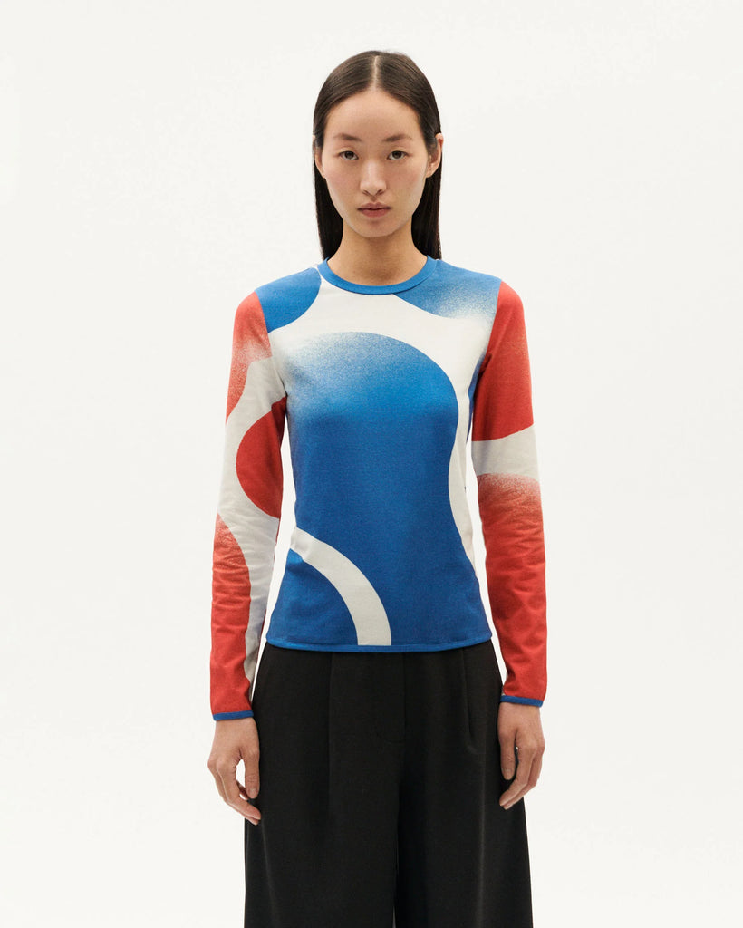 Brisa Top in Spray Blue and Red Multicolour