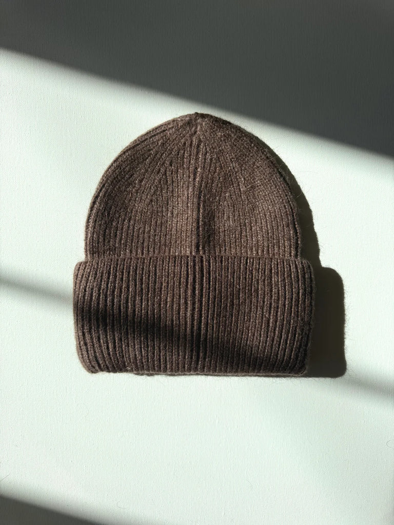 Royal Angora Beanie in Dark Brown