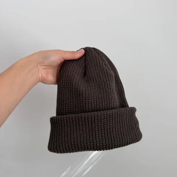Italian Merino Wool Beanie Hat in Brown
