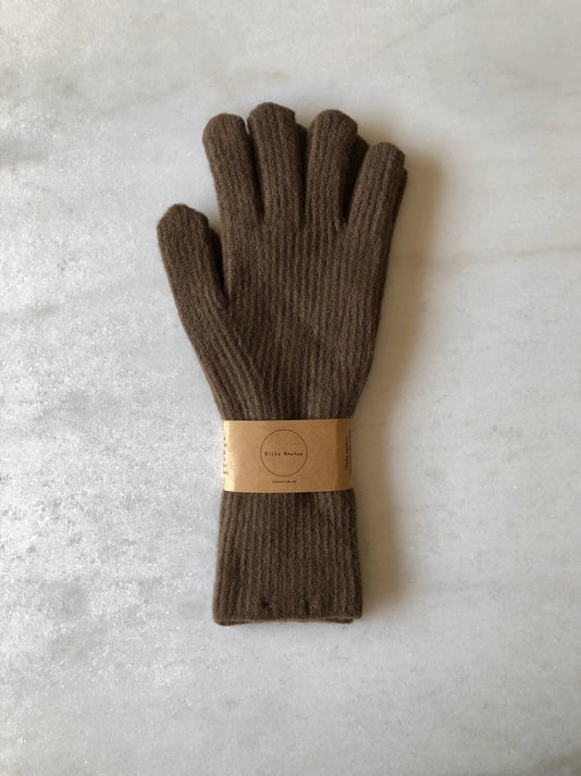 Fuzzy Wool Touch Screen Gloves in Brown