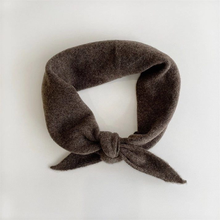 Fuzzy Wool Cravat Scarf in Brown