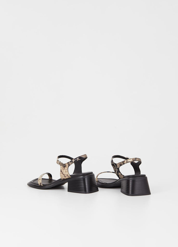 Ines Sandals in Beige Black Snake Print