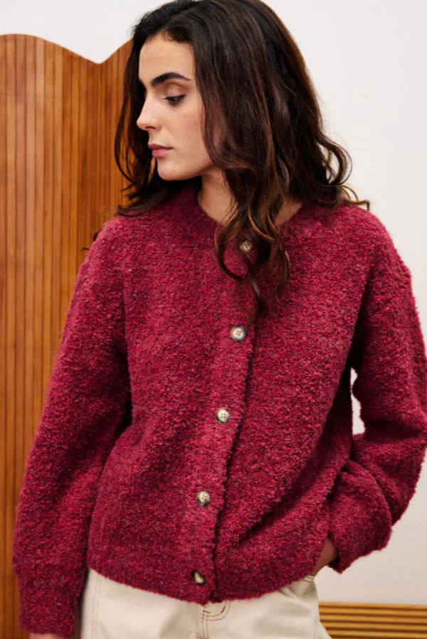 Selkirk Cardigan in Bordeaux