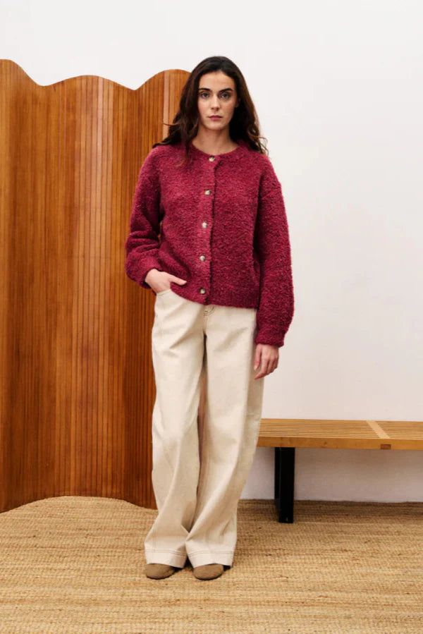 Selkirk Cardigan in Bordeaux