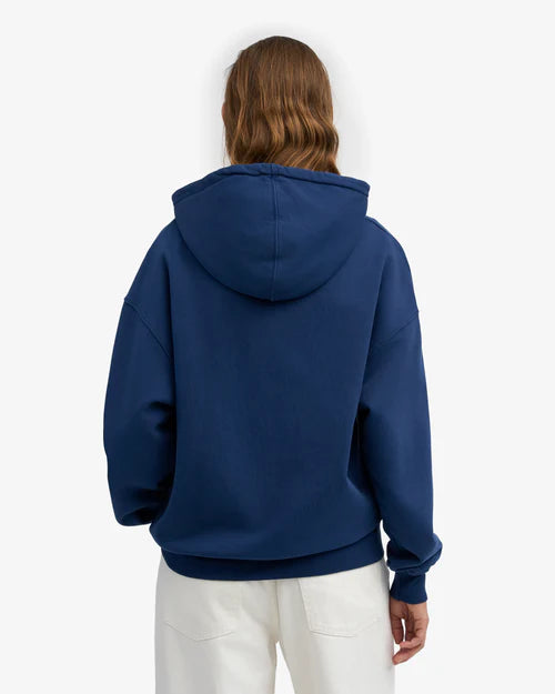 Oversized Organic Zip Hoodie in Marine Blue