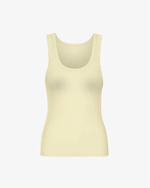 Women Organic Rib Tank Top in Soft Yellow