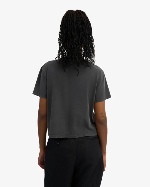 Organic Boxy Crop Tee in Faded Black