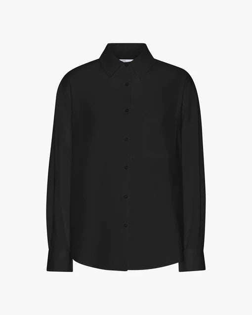 Oversized Organic Button Down in Deep Black