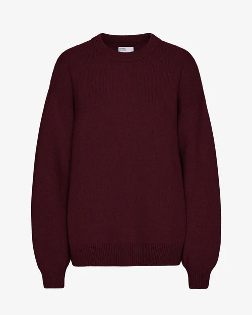 Oversized Merino Wool Sweater in Oxblood Red