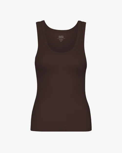 Women Organic Rib Tank Top in Coffee Brown