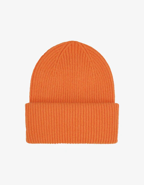 Merino Wool Beanie Hat in Burned Orange