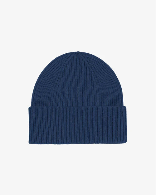 Merino Wool Beanie Hat in Marine Blue