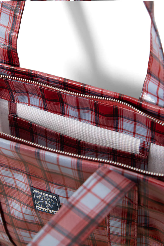 Coated Market DM Tote in Blue Fog Multi Check