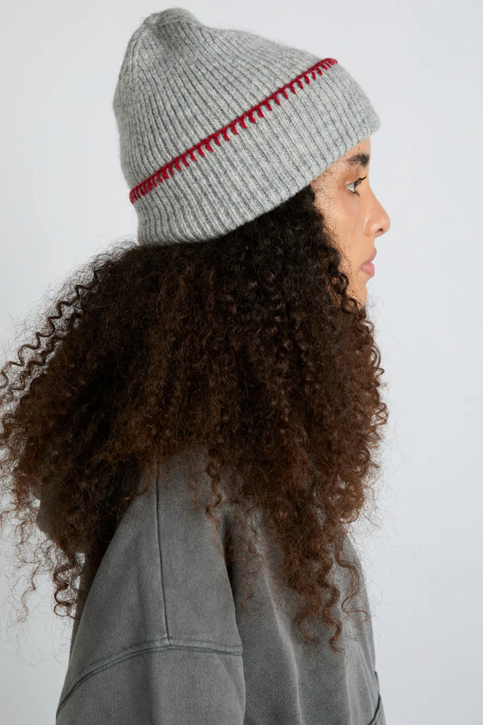 Blanket Stitch Beanie n Charcoal Grey