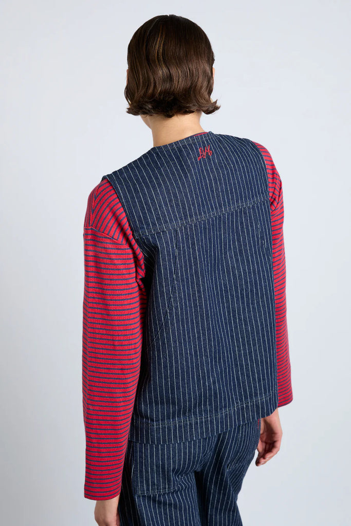 DILLY GILET IN Navy STRIPE