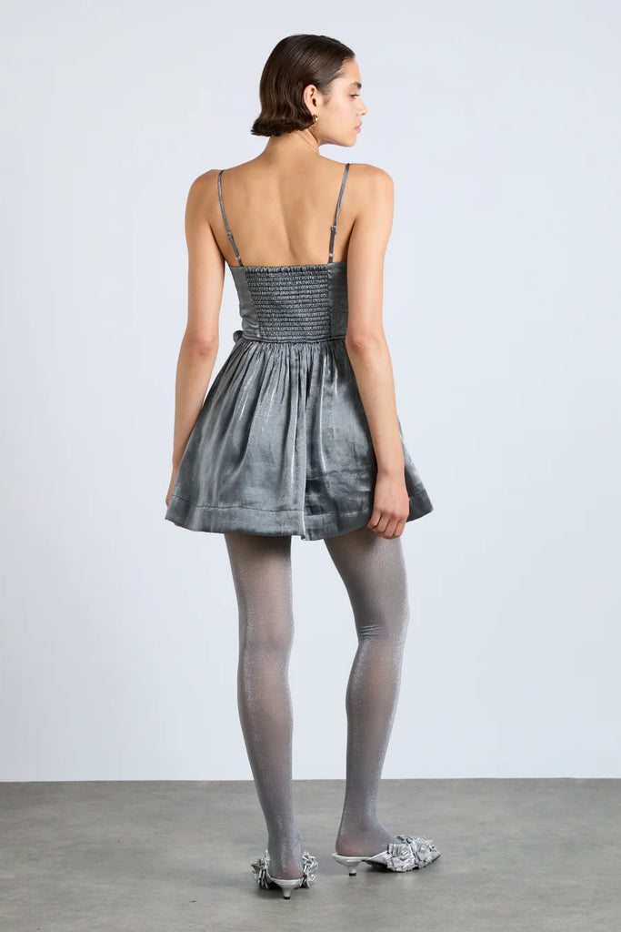 Penelope Mini Dress in Metallic Grey