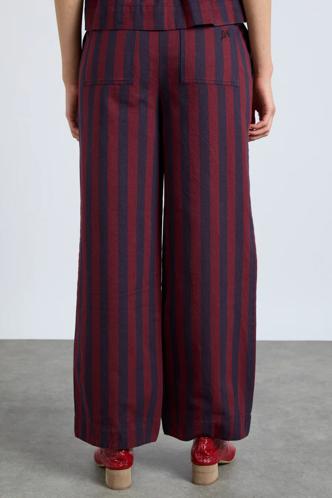 Rafe Trousers in Navy and Red Stripe