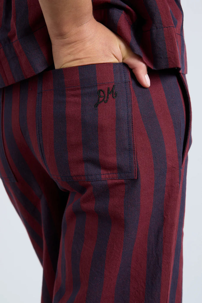 Rafe Trousers in Navy and Red Stripe