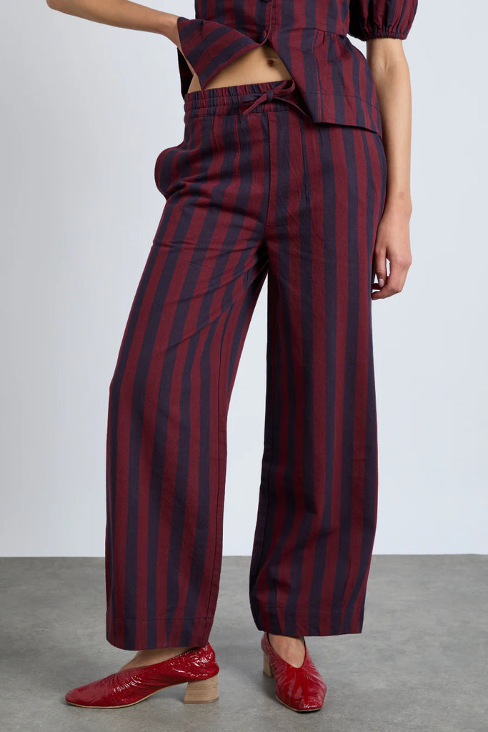 Rafe Trousers in Navy and Red Stripe