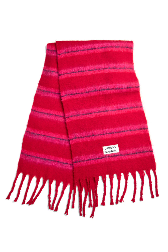 Pink and Red Fluffy Stripe Scarf